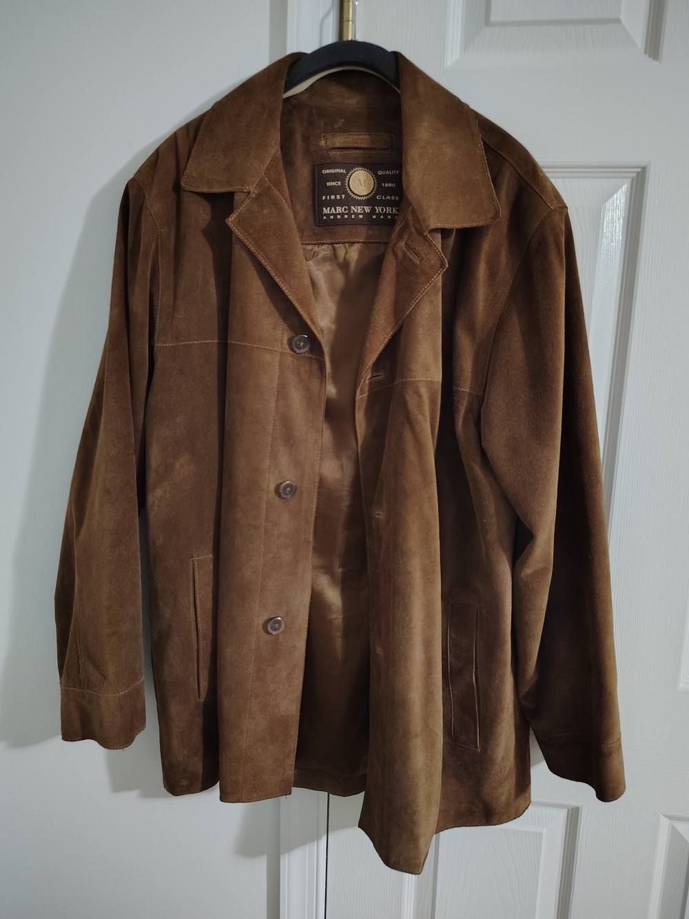 Marc New York by Andrew Marc Brown Suede Leather Button-Up Jacket